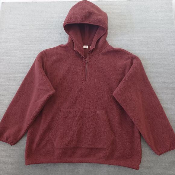 Levis Hoodie Mens XL Burgundy Fleece Teddy Cozy Relaxed Fit 1/4 Zip Casual - Picture 1 of 10